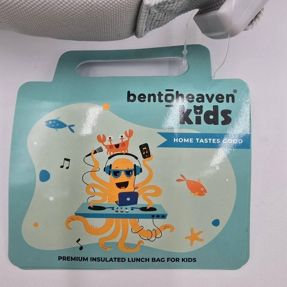 Insulated Lunch Bag Bentobeaven DJ Octopus Crab Gray‎ Yellow Shoulder Strap Kids